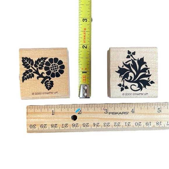 Wooden Rubber Stamp Fancy Flowers & Leaves 2000 STAMPIN’ UP - Picture 3 of 3